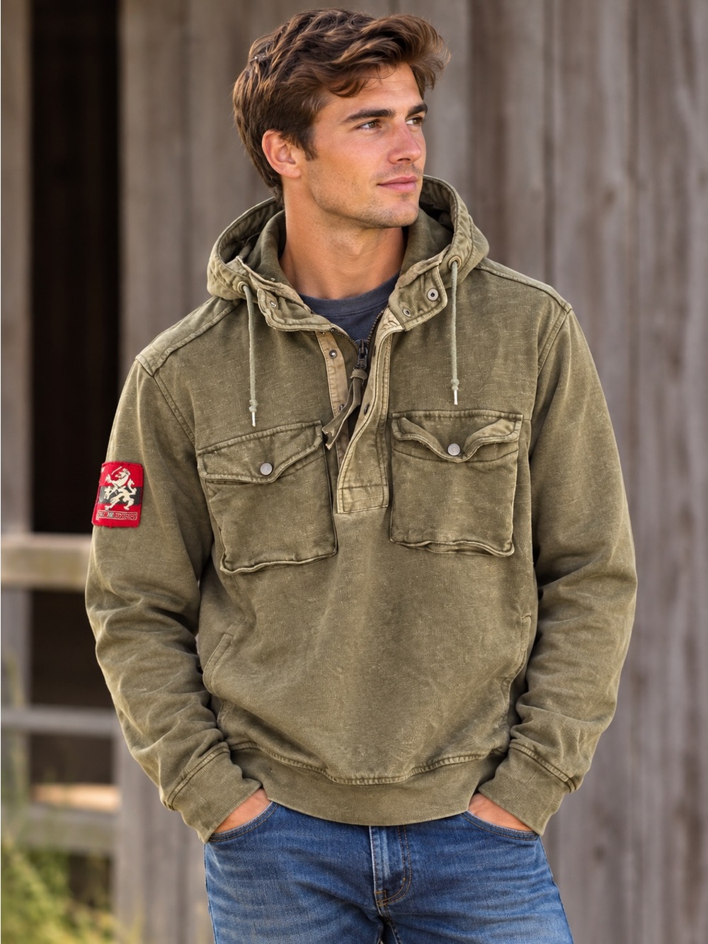 Vintage Ralph Lauren Polo Quarter Zip Pullover Jumper Military M Rugby Shirt